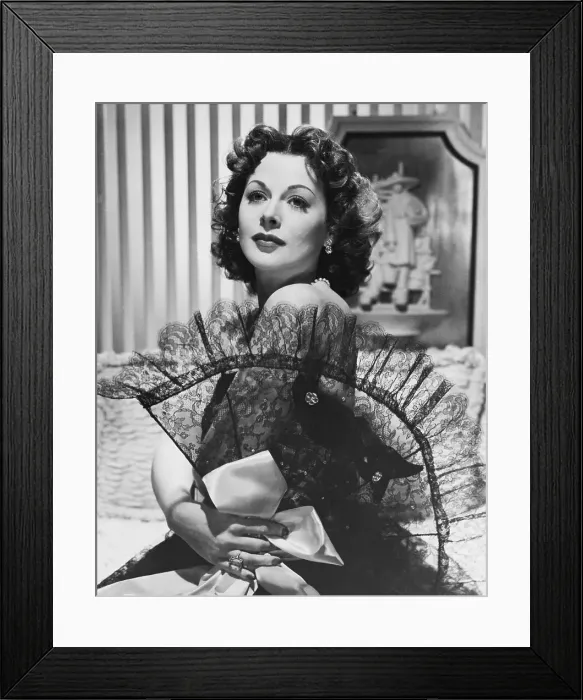 Framed Print : Hedy Lamarr with Lace Fan Framed Print : Hedy Lamarr with Lace Fan
