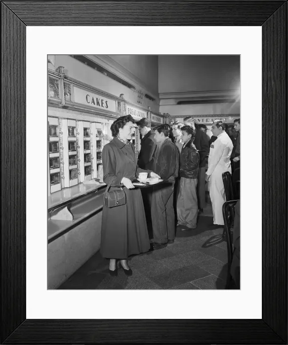 Framed Print : People in Automat Framed Print : People in Automat