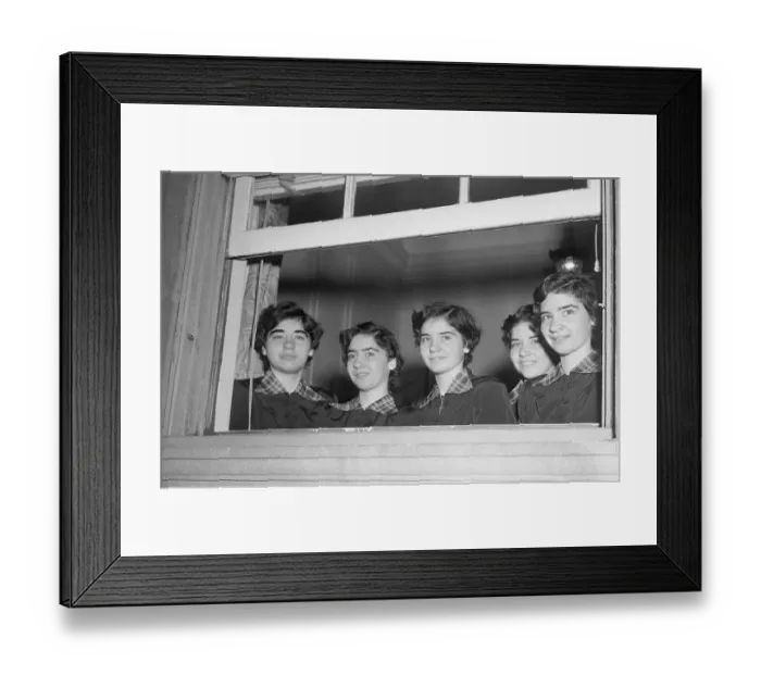 Framed Print : Dionne Quintuplets Looking Out a Window Framed Print : Dionne Quintuplets Looking Out a Window