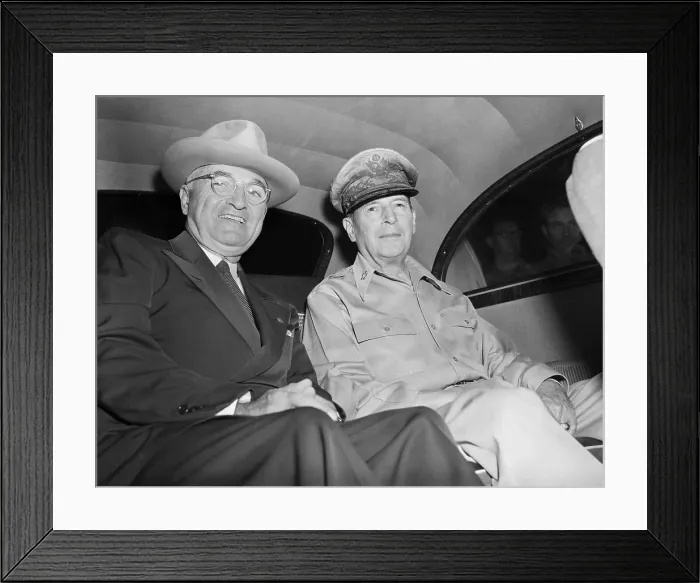 Framed Print : Truman, MacArthur in Car Framed Print : Truman, MacArthur in Car