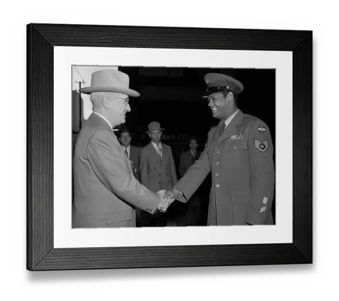 Framed Print : President Truman Shakes Hands With Staff Sargent Edward Williams Framed Print : President Truman Shakes Hands With Staff Sargent Edward Williams