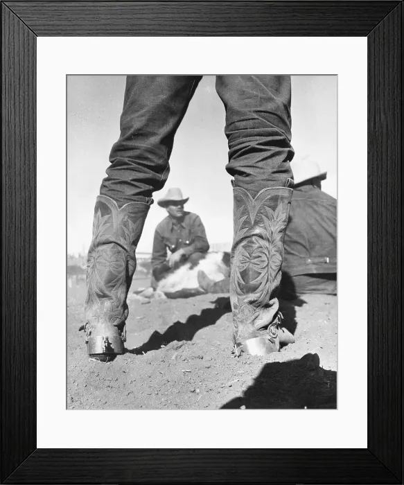 Framed Print : Cowboy Wearing Cowboy Boots with Spurs Framed Print : Cowboy Wearing Cowboy Boots with Spurs