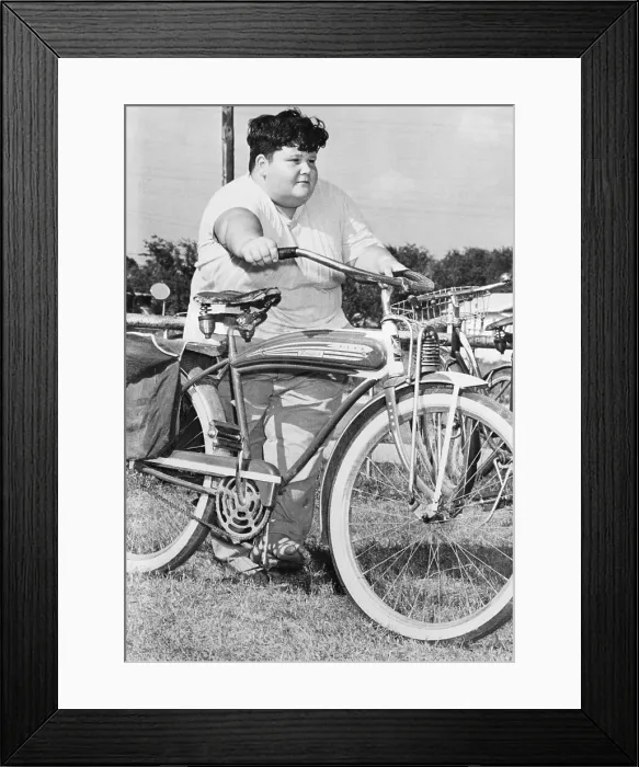 Framed Print : Boy Pushing Bicycle Framed Print : Boy Pushing Bicycle