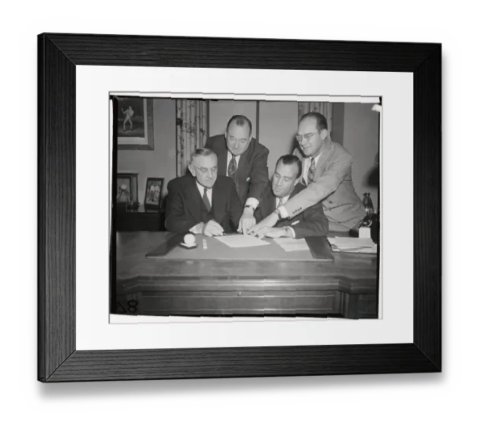 Framed Print : NY Yankee Manager Casey Stengel Signing Contract Framed Print : NY Yankee Manager Casey Stengel Signing Contract