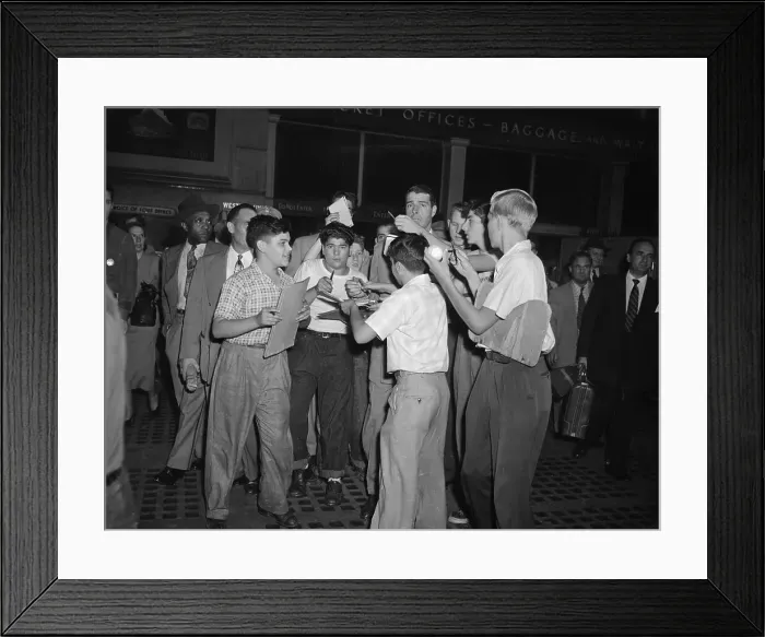 Framed Print : Joe DiMaggio and Young Fans