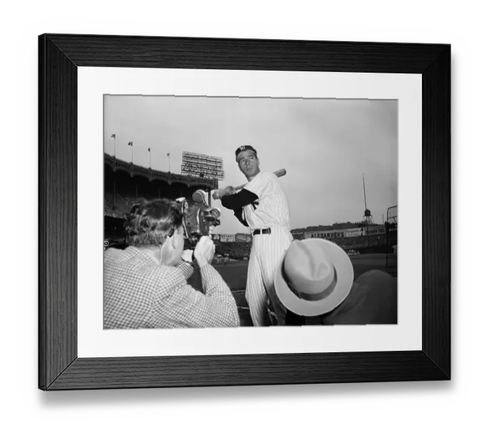 Framed Print : Joe DiMaggio Posing for Photographers Framed Print : Joe DiMaggio Posing for Photographers