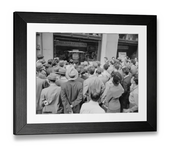 Framed Print : Crowd Gazing in Window at Television Framed Print : Crowd Gazing in Window at Television
