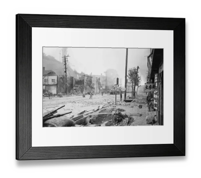 Framed Print : U. S. Soldiers Walking in War Torn Seoul Street Framed Print : U. S. Soldiers Walking in War Torn Seoul Street