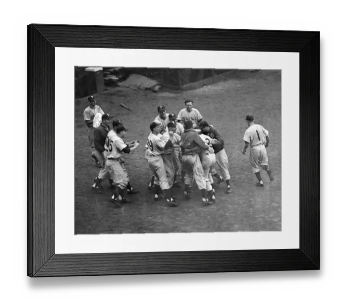 Framed Print : Dick Sisler Being Mobbed By Teammates Framed Print : Dick Sisler Being Mobbed By Teammates