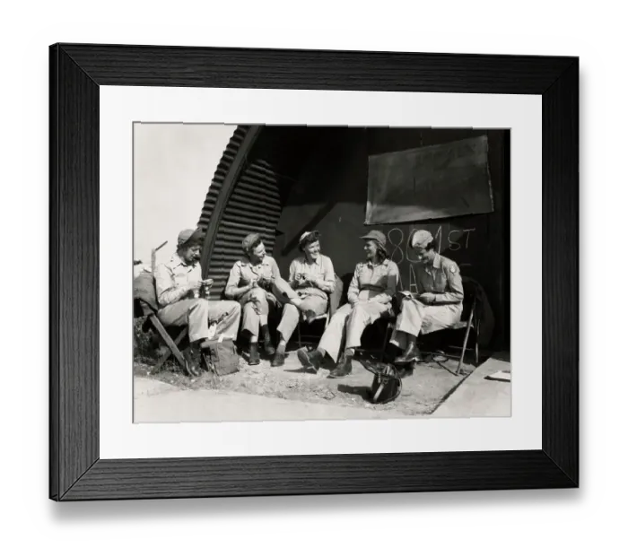 Framed Print : Air Evacuation Nurses Knitting