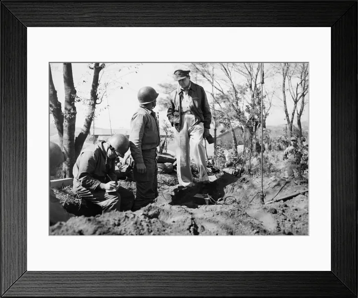 Framed Print : General MacArthur at Communication Post Framed Print : General MacArthur at Communication Post