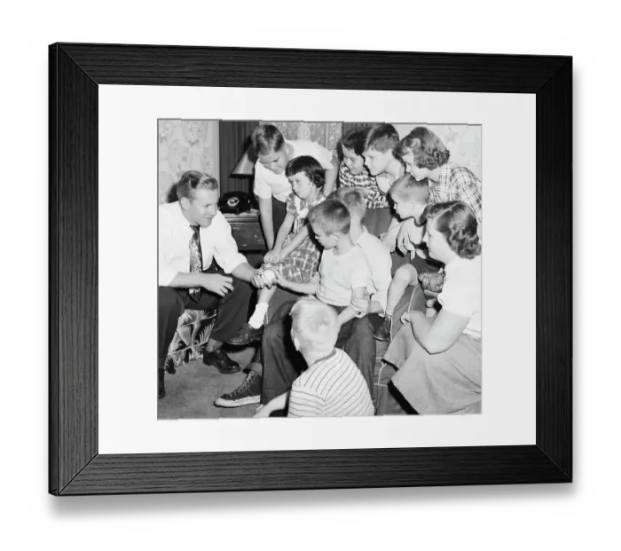 Framed Print : Whitey Ford Giving Baseball to Young Fan Framed Print : Whitey Ford Giving Baseball to Young Fan