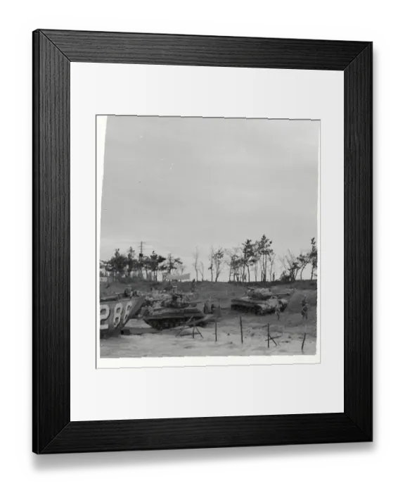 Framed Print : United States Marines Disembarking From Landing Crafts Along Inchon Shoreline