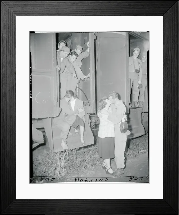 Framed Print : Military Men Saying Goodbye