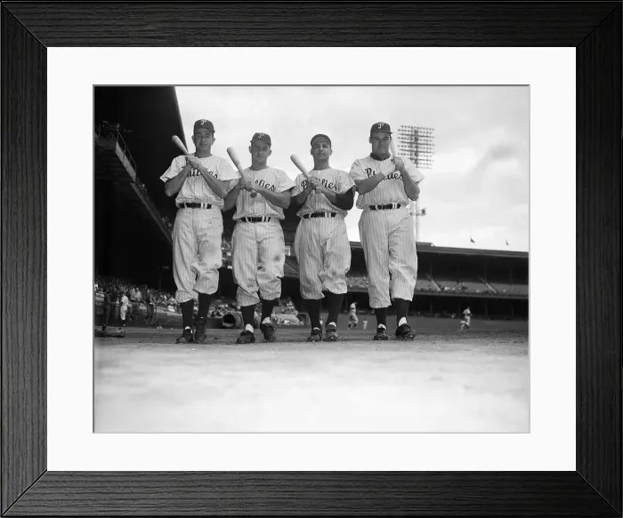 Framed Print : Four Phillies Batters Posing With Bats Framed Print : Four Phillies Batters Posing With Bats