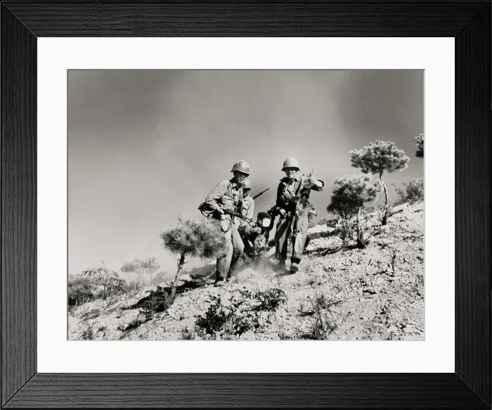 Framed Print : Soldiers Carrying Wounded Man Framed Print : Soldiers Carrying Wounded Man