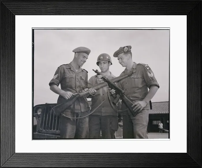 Framed Print : Soldiers Comparing Their Weapons Framed Print : Soldiers Comparing Their Weapons