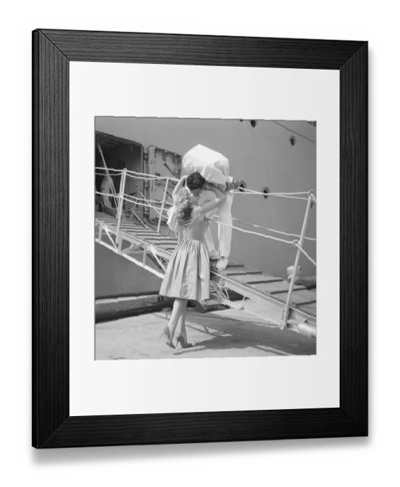 Framed Print : Cadet Kissing Girl Upon Return Framed Print : Cadet Kissing Girl Upon Return