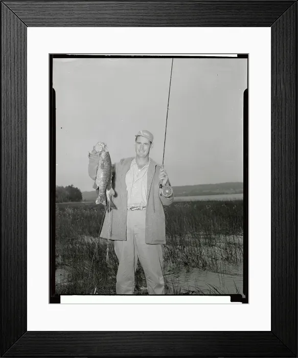 Framed Print : Ted Williams Holding up His Fish Catch Framed Print : Ted Williams Holding up His Fish Catch
