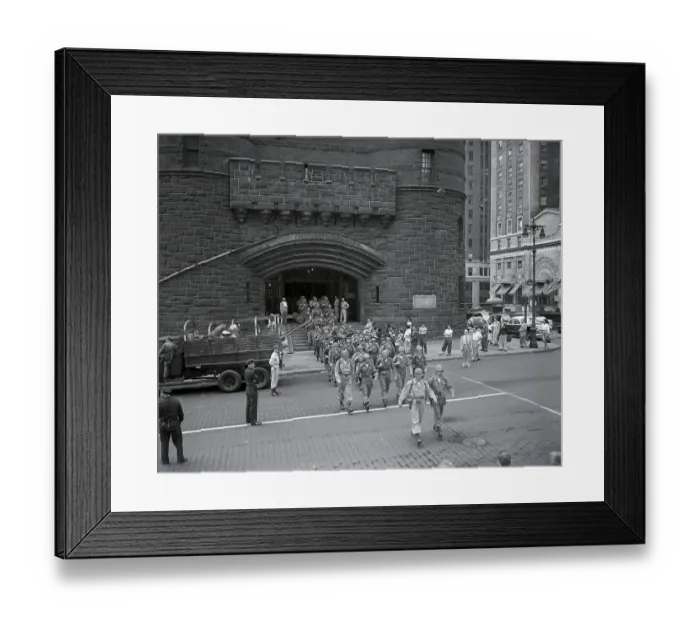Framed Print : Soldiers Leaving Armory Building Framed Print : Soldiers Leaving Armory Building