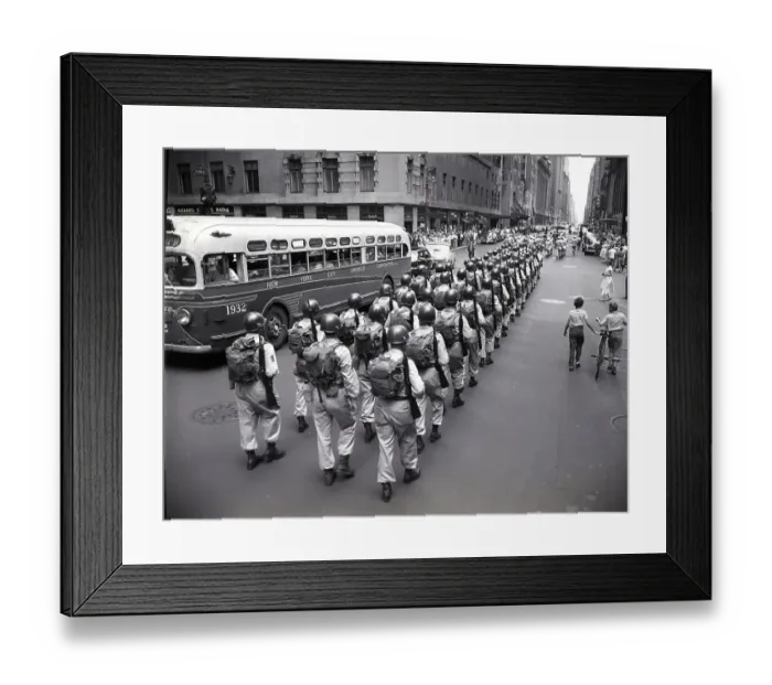 Framed Print : Infantry Marching Up Street Framed Print : Infantry Marching Up Street