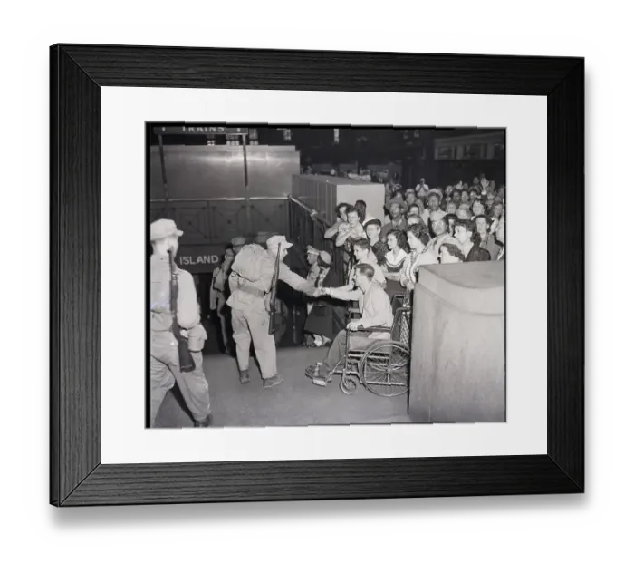 Framed Print : Crippled Veteran Shaking Hands W / Soldier Framed Print : Crippled Veteran Shaking Hands W / Soldier