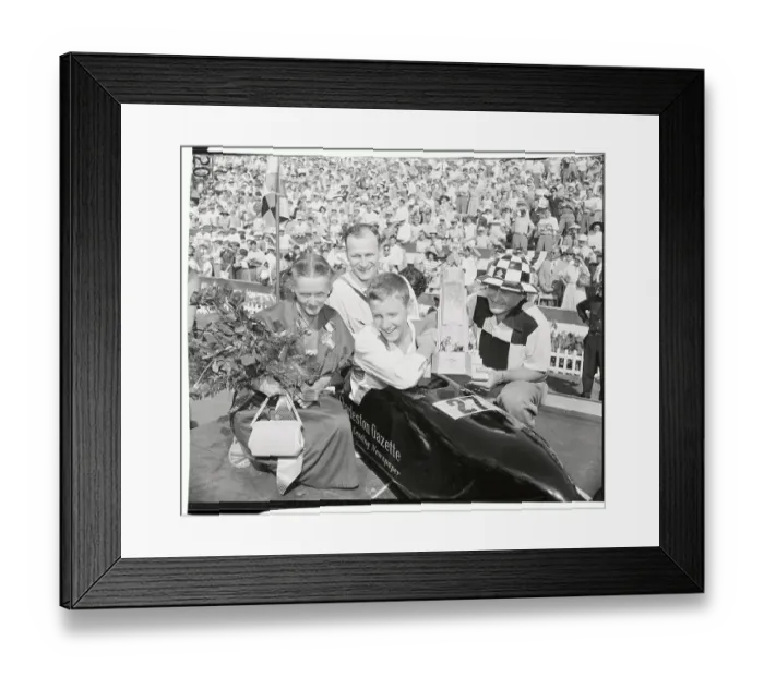Framed Print : Winner of Soap Box Derby Receiving Trophy Framed Print : Winner of Soap Box Derby Receiving Trophy