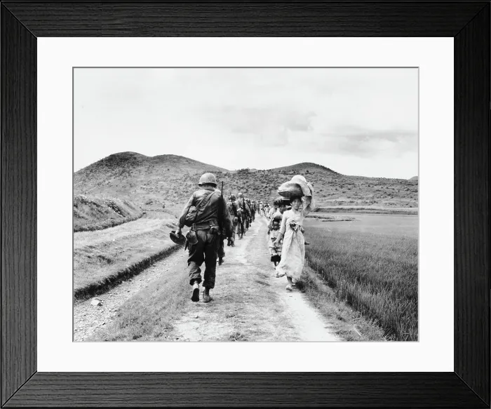 Framed Print : Soldiers and Refugees Framed Print : Soldiers and Refugees