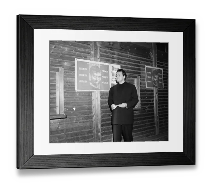 Framed Print : Orson Welles In Front Of Posters Framed Print : Orson Welles In Front Of Posters