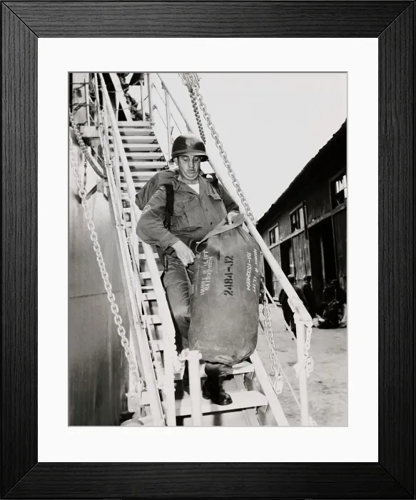 Framed Print : Soldier Disembarking In Korea Framed Print : Soldier Disembarking In Korea