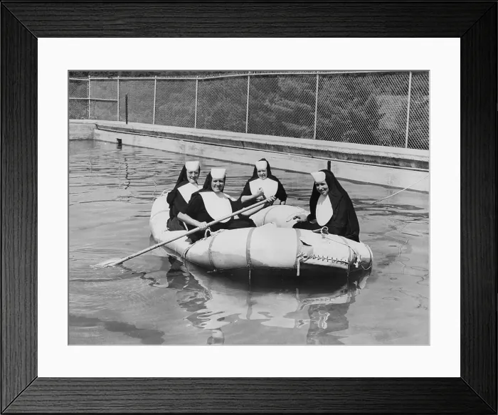 Framed Print : Nuns Rafting on Water Framed Print : Nuns Rafting on Water