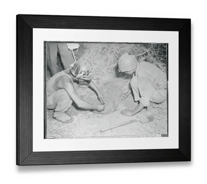 Framed Print : Soldiers Setting a Tank Mine Framed Print : Soldiers Setting a Tank Mine
