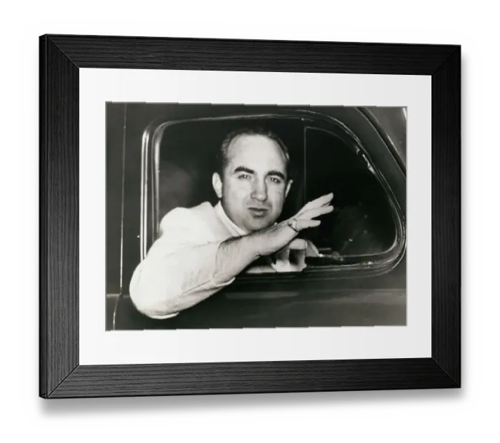 Framed Print : Gangster Mickey Cohen Waving Good Bye Framed Print : Gangster Mickey Cohen Waving Good Bye
