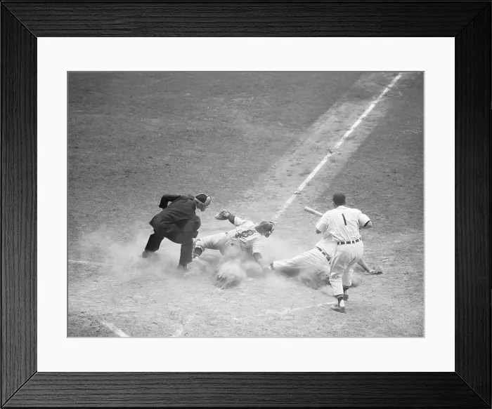 Framed Print : Yogi Berra Tagging Player Framed Print : Yogi Berra Tagging Player