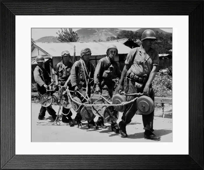 Framed Print : US Engineers Carrying Anti-Tank Mines Framed Print : US Engineers Carrying Anti-Tank Mines