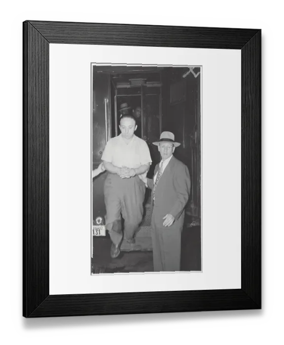 Framed Print : Portrait of Suspect Abraham Brothman Exiting Federal Building Framed Print : Portrait of Suspect Abraham Brothman Exiting Federal Building