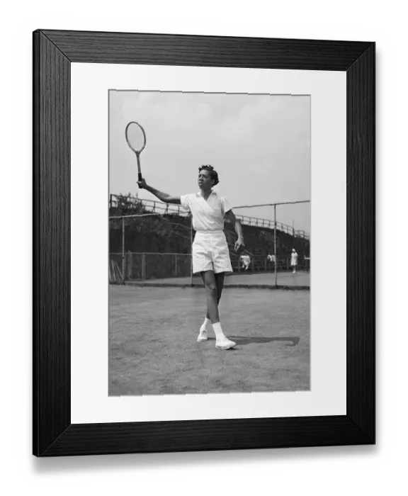 Framed Print : Althea Gibson on Court Practicing Framed Print : Althea Gibson on Court Practicing