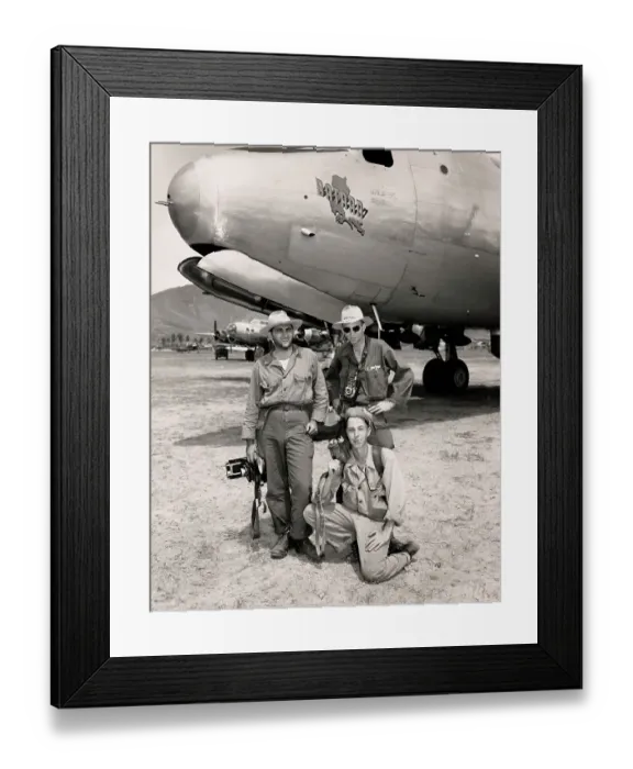 Framed Print : Photographers Pose With General MacArthur's Plane Framed Print : Photographers Pose With General MacArthur's Plane