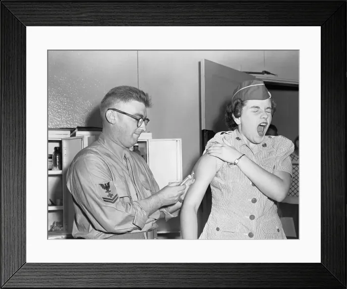 Framed Print : Woman Marine Screaming During Vaccination Framed Print : Woman Marine Screaming During Vaccination
