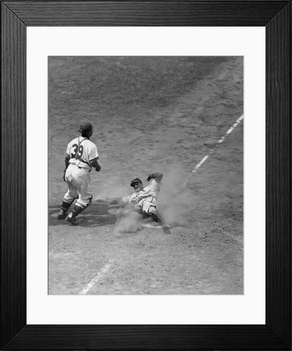 Framed Print : S.Musial Slides In On Home Plate In Game Framed Print : S.Musial Slides In On Home Plate In Game
