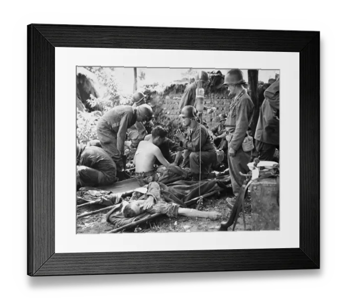 Framed Print : Wounded American Soldiers In Korea Framed Print : Wounded American Soldiers In Korea