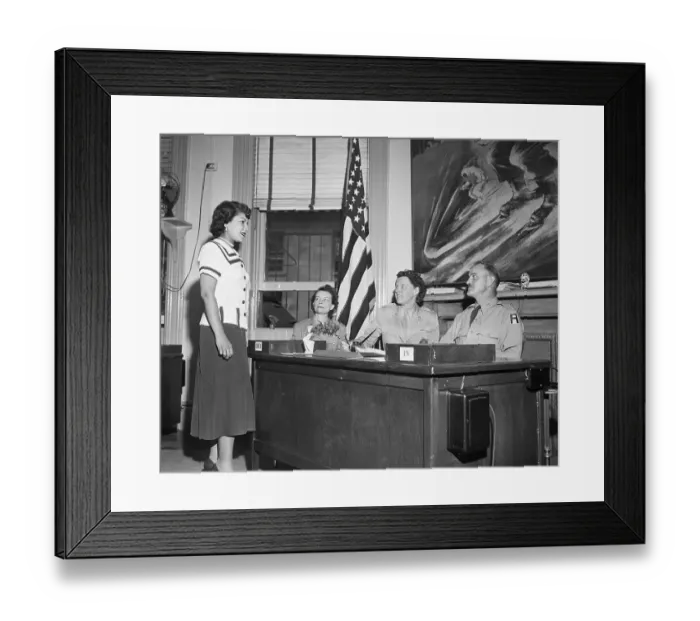 Framed Print : Woman Recruit Being Interviewed Framed Print : Woman Recruit Being Interviewed