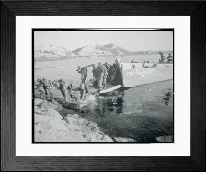 Framed Print : Troops Landing on Shore Framed Print : Troops Landing on Shore
