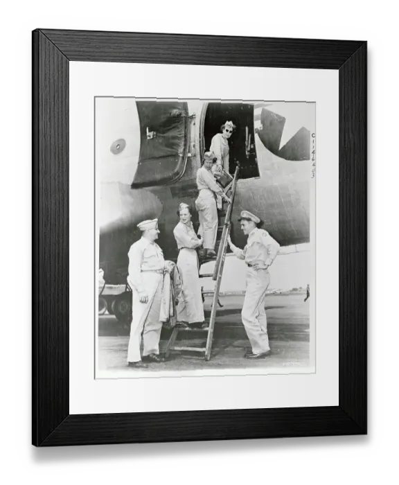 Framed Print : Nurses Boarding Military Airplane Framed Print : Nurses Boarding Military Airplane