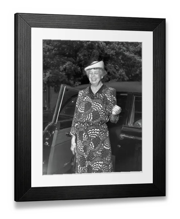 Framed Print : Eleanor Roosevelt Smiling by Car Framed Print : Eleanor Roosevelt Smiling by Car