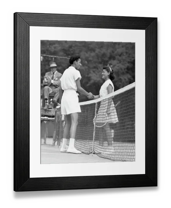 Framed Print : Althea Gibson Shaking Hands with Mela Ramirez