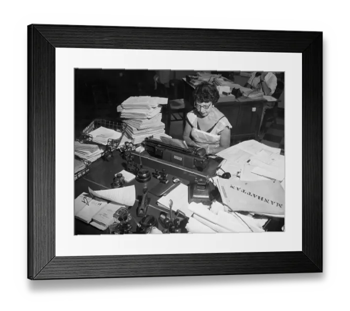 Framed Print : Clerk Working In Induction Center Framed Print : Clerk Working In Induction Center