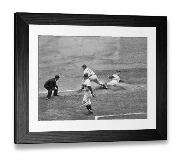 Framed Print : Berra Sliding Safely into Third Base Framed Print : Berra Sliding Safely into Third Base