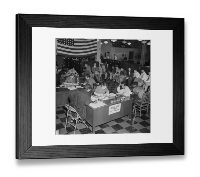 Framed Print : Young U.S. Citizens Signing up for Service Rolls