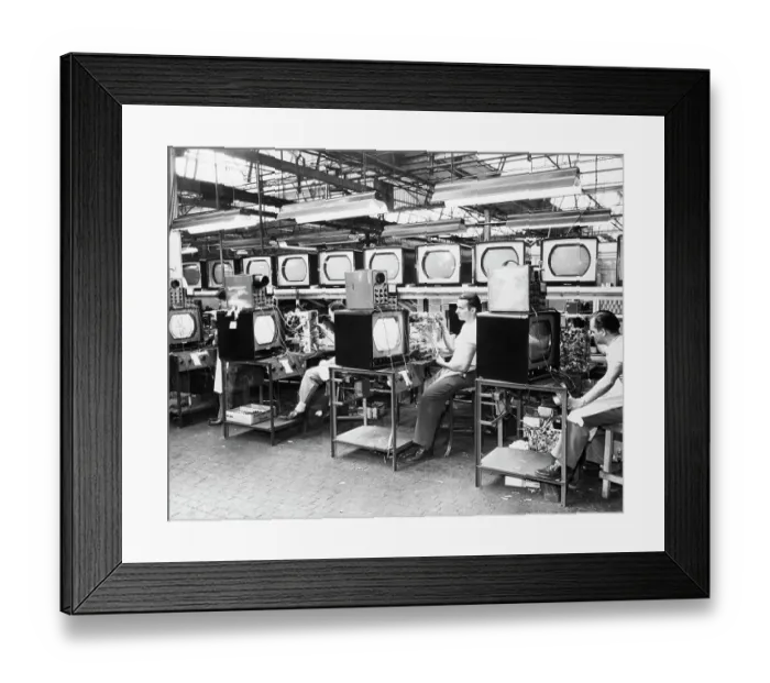 Framed Print : Television Receivers On Production Line Framed Print : Television Receivers On Production Line
